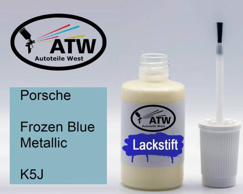 Porsche, Frozen Blue Metallic, K5J: 20ml Lackstift, von ATW Autoteile West.